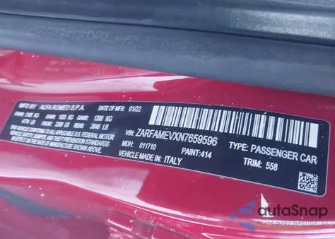 2022 Alfa Romeo Giulia Quadrifoglio Rwd z USA, uszkodzony, nr VIN ZARFAMEVXN7659596